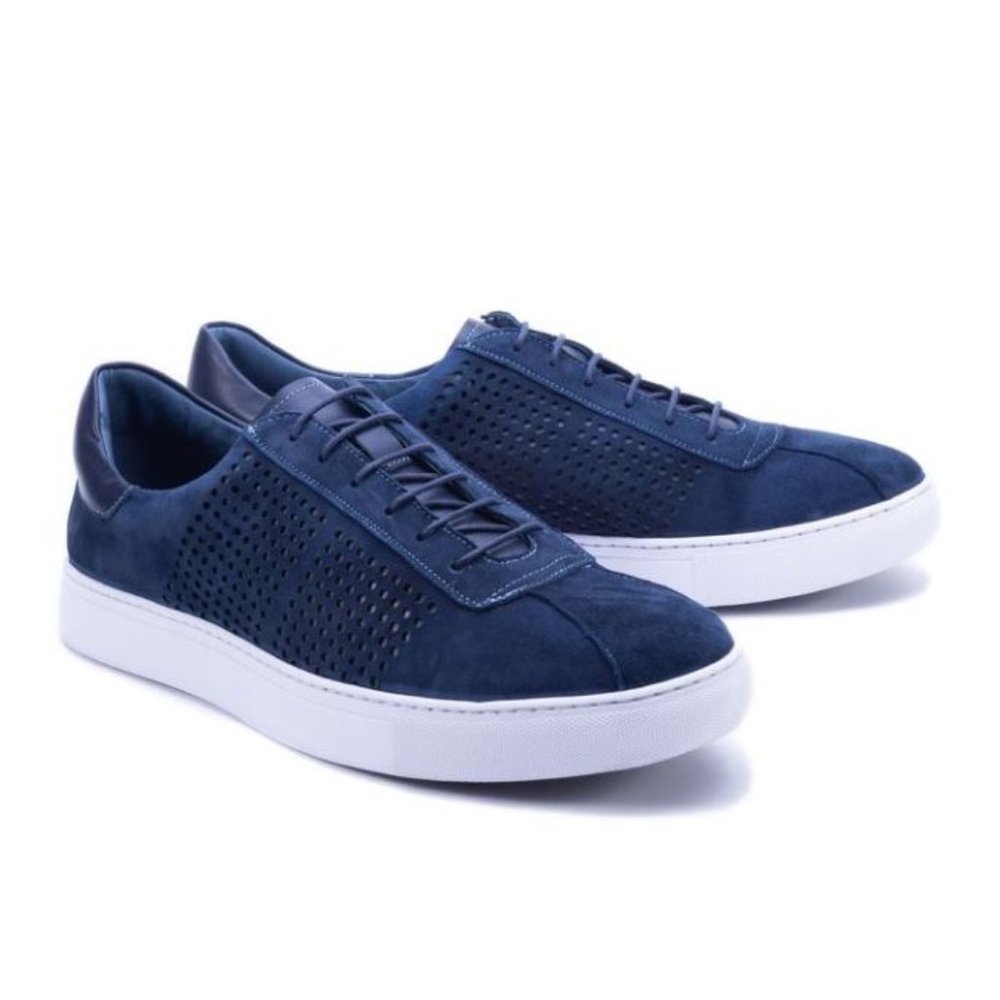 NEW Robert Graham Anson RGL5203 Size 9.5 Men's Blue Suede Low Top Sneakers Shoes